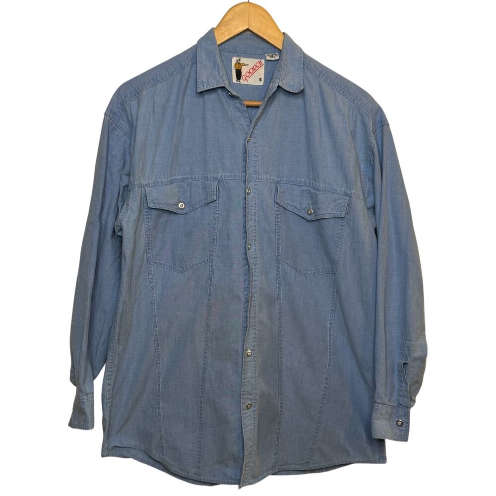 Vintage 1980;s Goouch 100% Cotton Made in India Chambray Denim Shirt